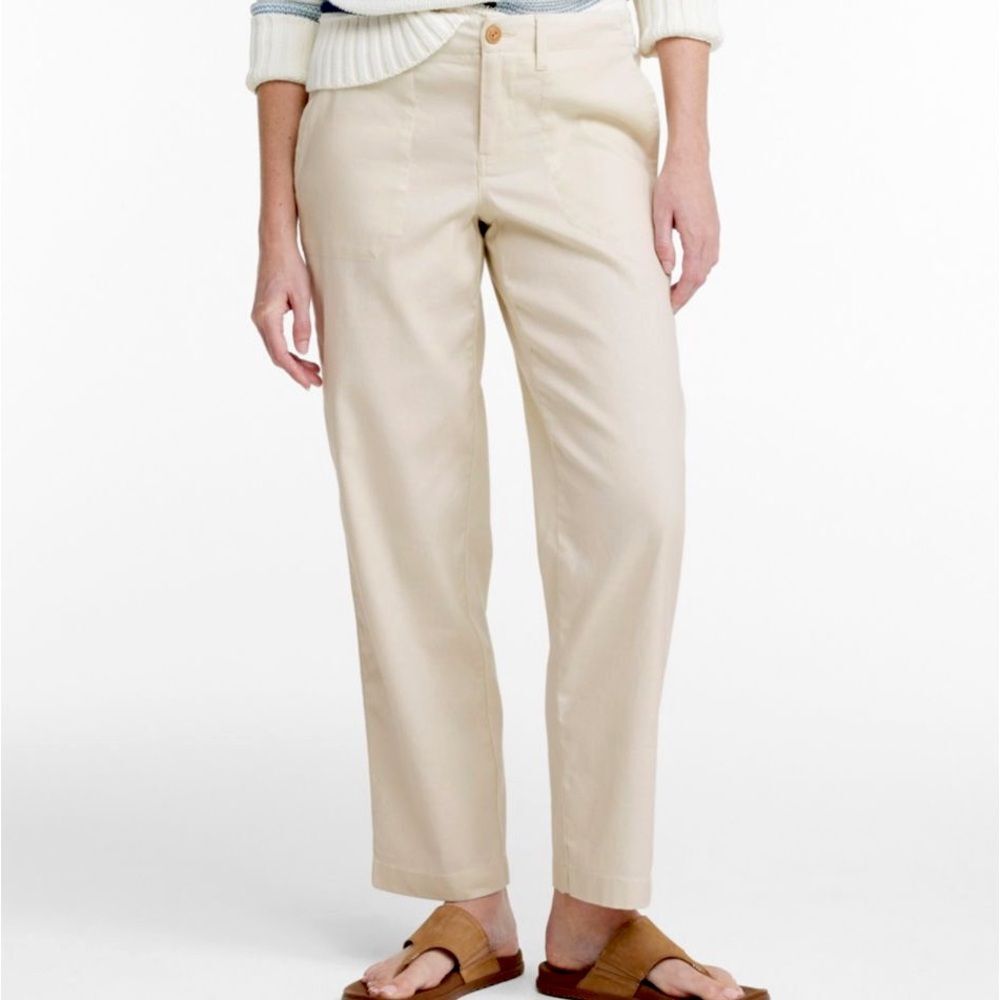 L.L. Bean 100% Linen Classic Fit Straight Leg Pants Women’s 16 Oatmeal Khaki Tan